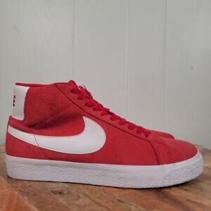Nike SB Zoom Blazer Mid Men's Size 7.5 Red White Suede Skate Shoes 864349-602